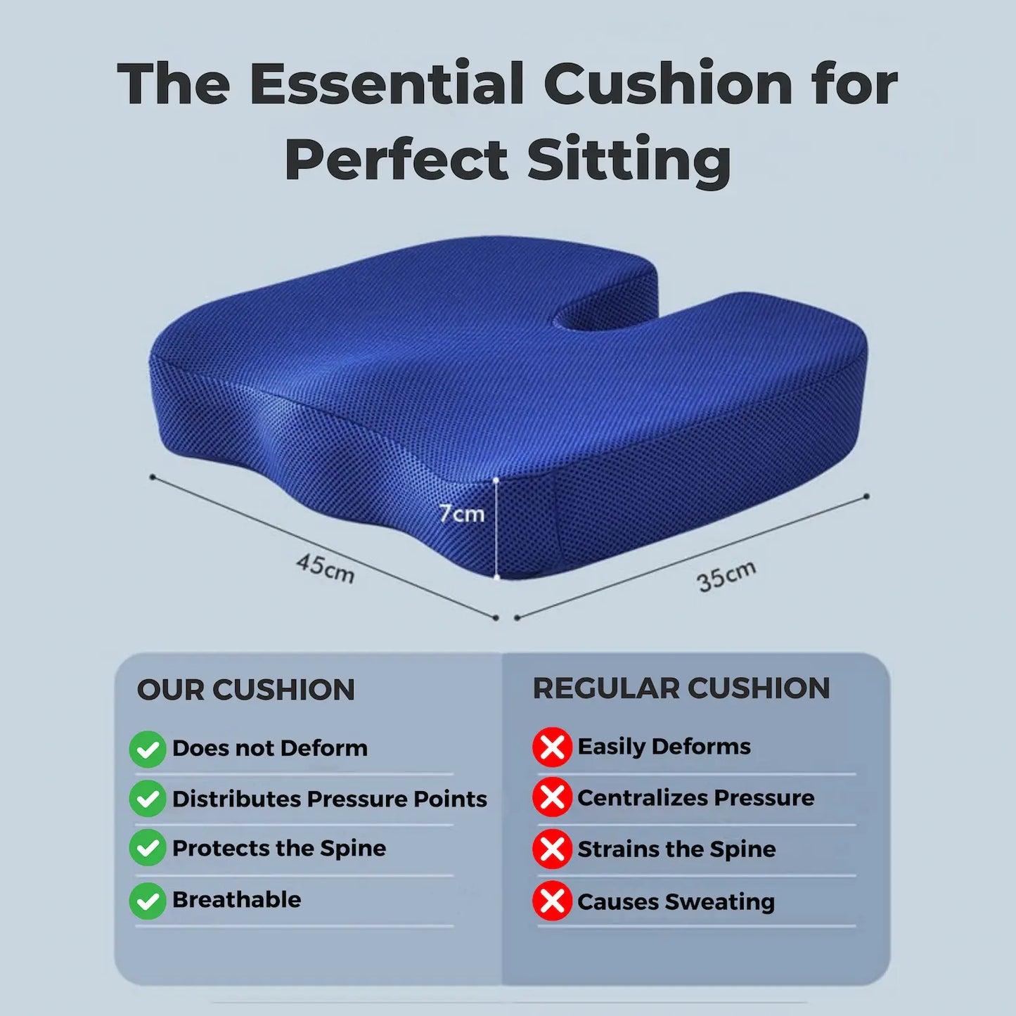 Cellsius Orthopedic Seat Cushion - Relieves Coccyx and Lower Back Pain